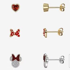 Disney Classics Jewelry | Minnie Mouse Bow Earrings Set